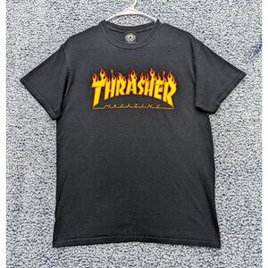 Y2K Thrasher Magazine Skateboarding Shirt Mens M Graphic Print Skater 90s Black
